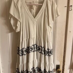 Old Navy Cream Dress with black embroidery